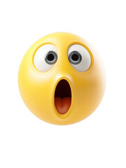 Fototapeta premium Surprised emoji face with wide eyes and open mouth