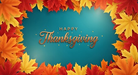 Wish your loved ones a Happy Thanksgiving with this festive autumn leaves design invitation or greeting card