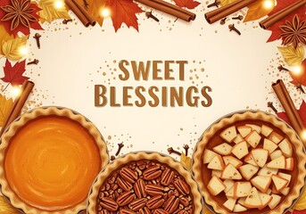 Indulge in sweet blessings with pumpkin, apple and pecan pies for Thanksgiving holiday feasts