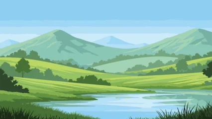 Fotobehang Pool mountain landscape with lake  © Munaroh