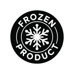 Black and white frozen product circular emblem with snowflake