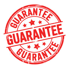 Red guarantee stamp with stars and text