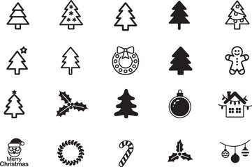 Festive Christmas Icon Collection Minimalist Vector Illustration for Holiday Designs and Creative Projects New Year celebration design elements