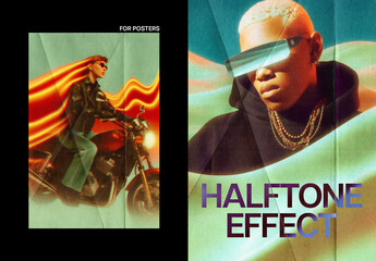 Halftone Print Poster Photo Effect Mockup