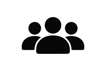 Simple black silhouette icon representing a group of three people