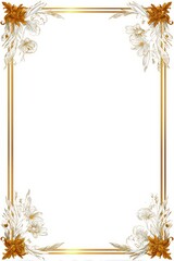 Obraz premium Elegant floral border design featuring gold accents, suitable for invitations, certificates, or decorative documents, The blank center allows for customizable text,