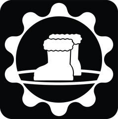 A pair of winter boots in silhouette in a black and white illustration