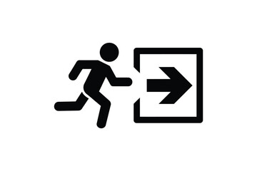 Person running towards an exit sign with arrow
