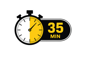 Stopwatch showing thirty five minutes remaining time