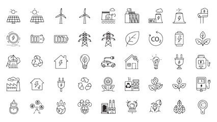 A Collection of Energy and Environmental Themed Line Icons