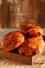 Close up shot of a pain au chocolat