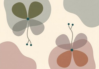 Abstract botanical art with muted floral shapes and organic modern design elements creates a serene, sophisticated backdrop.