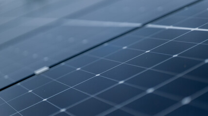 Close-up view of solar panels, renewable energy and sustainable power