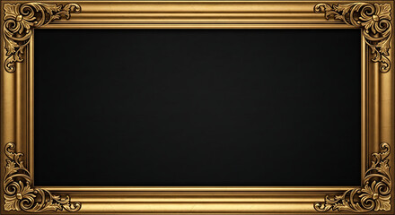 Ornate gold picture frame with a blank black canvas for your image