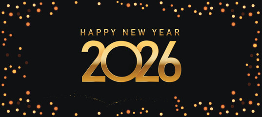 Happy New Year 2026 greeting card Celebration background Golden Firework and sparklers on with bokeh lights