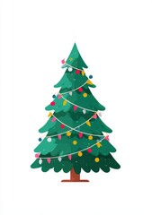 A vibrant, decorated Christmas tree with colorful lights is perfect for holiday-themed projects, greeting cards, and online promotions, It captures the festive spirit of the season,