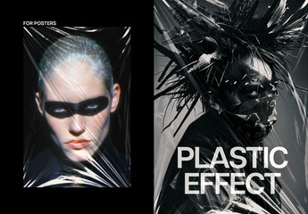 Plastic Wrap Poster Photo Effect Mockup