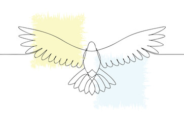 Elegant Line Art of a Dove in Flight Representing Peace and Spirituality with Abstract Background Colors for Serene Design Projects