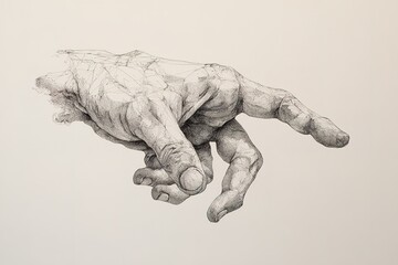 Detailed sketch of a hand reaching out in an artistic style showcasing fine lines and textures