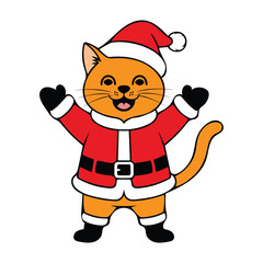 Cute Christmas Cat Illustration &mdash; Santa Cat Vector Clipart for Holiday Cards, T-Shirts & Stickers
