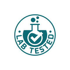 Certified lab tested quality seal with flask and checkmark