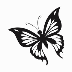Elegant vector silhouette of multiple flying butterflies in various dynamic poses