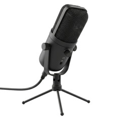 Studio microphone captivating isolated presence creating professional audio equipment appeal