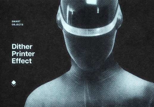 Dithering Print Photo Effect Mockup