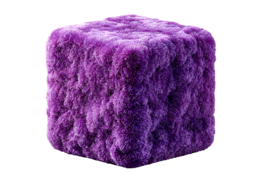 Fuzzy Purple Cube Isolated on Transparent Background for Design Projects and Creative Visualizations - Powered by Adobe