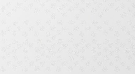 Minimalist white background with subtle clover pattern texture