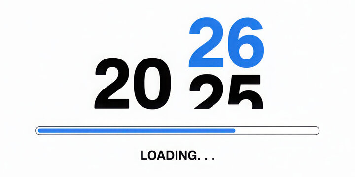 loading screen displaying the year 2026. New year 2026 loading background vector illustration. Happy new year design element
