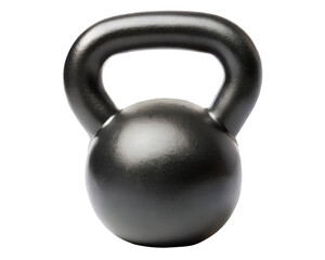 A black kettlebell for weightlifting, isolated on transparent background