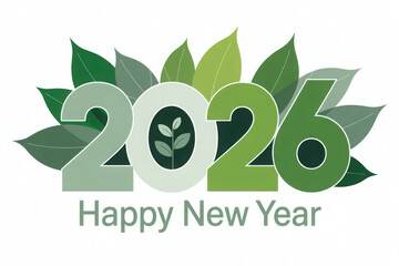 Happy New Year 2026 Nature Design – Minimalist Vertical Green Eco Theme.
