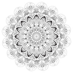 Ornamental mandala adult coloring book page. Zentangle style coloring page. Arabic, Indian
