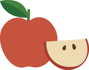 Minimal apple and cut apple illustration vector
