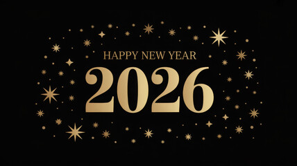 Happy new year 2026 gold text design
