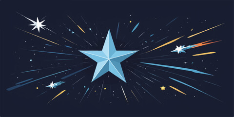 Fototapeta premium An abstract starry night sky illustration featuring a shiny blue star design, perfect for a Christmas holiday celebration wallpaper
