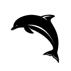 Dolphin silhouette isolated on white background. Vector illustration