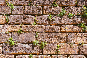 A retaining wall in the medieval town of Sarlat-la-Canéda, Dordogne, France.