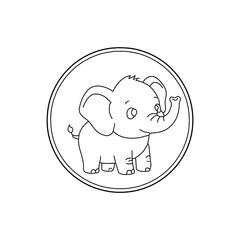 Minimal Baby Elephant Line Art 