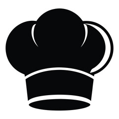 A black and white stylized chef hat sits against a stark backdrop of white