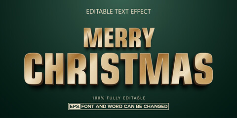 Merry Christmas gold 3D text effect, editable luxury festive typography style