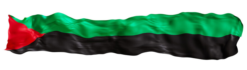 Stylized flag of Martinique waving in the wind on transparent background. Footer, header or divider. Cut out wide, panoramic element. Banner for patriotic themes or national event promotions. 3D.