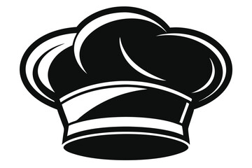 Simple chef's hat silhouette in black and white stands prominently against the backdrop