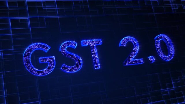 Goods And Service Tax GST Version 2.0 Glowing Neon Digital Animation 4K Video