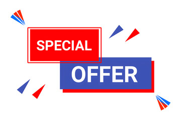 Modern Red and Blue “Special Offer” Banner Label for Sale and Promotion Advertisement
