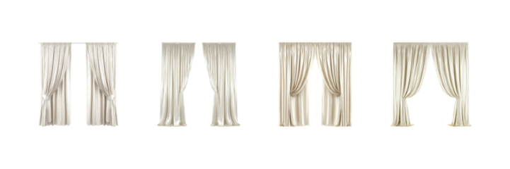 Elegant Curtains Set. Home Decor And Interior Design Collection Isolated On Transparent Background