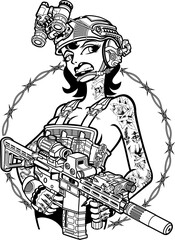 Military special forces pin-up style girl