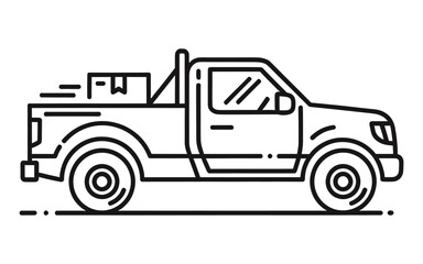 Pickup Truck with Cargo Line Art vehicle transport