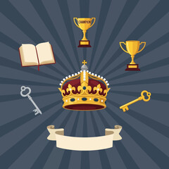 Regal Crown, Golden Trophies, and Keys of Knowledge